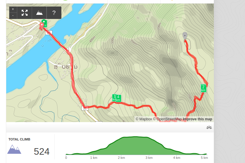 Map of the hike to Pha Daeng Peak